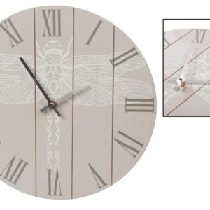 Rustic Dragonfly Round Wall Clock With Slatted Wood - Langs