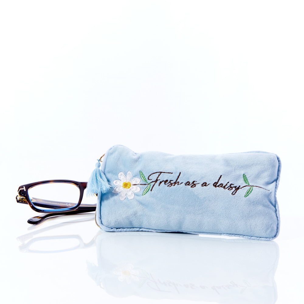 Fresh As a Daisy Embroidered Velour Glasses Case - Langs - Image 2