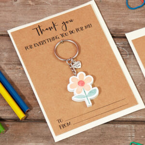 'Thank You For Everything You Do For Me' Wooden Flower Keyring - Langs