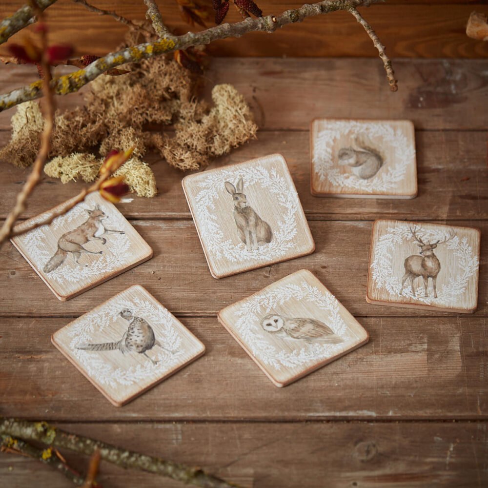 Woodland Animals Set of 6 Wooden Coasters - Langs