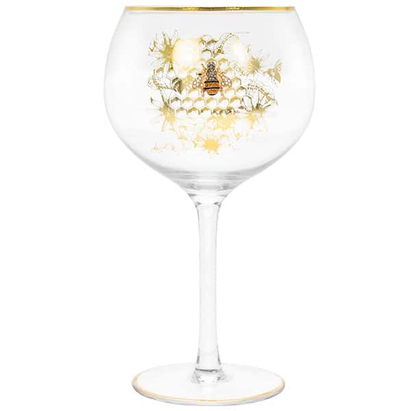 Honeycomb Bee Badge Gin Glass