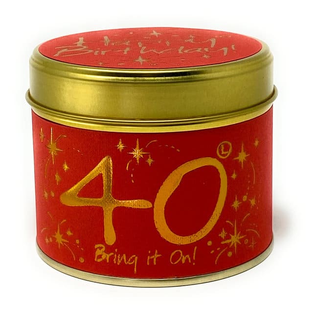 Lily-Flame Happy Birthday 40th Scented Candle Tin - Image 2