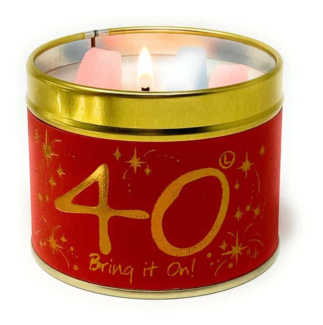 Lily-Flame Happy Birthday 40th Scented Candle Tin - Image 3