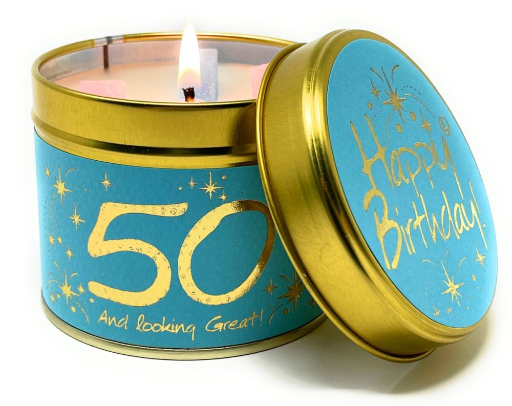 Lily-Flame Happy Birthday 50th Scented Candle Tin