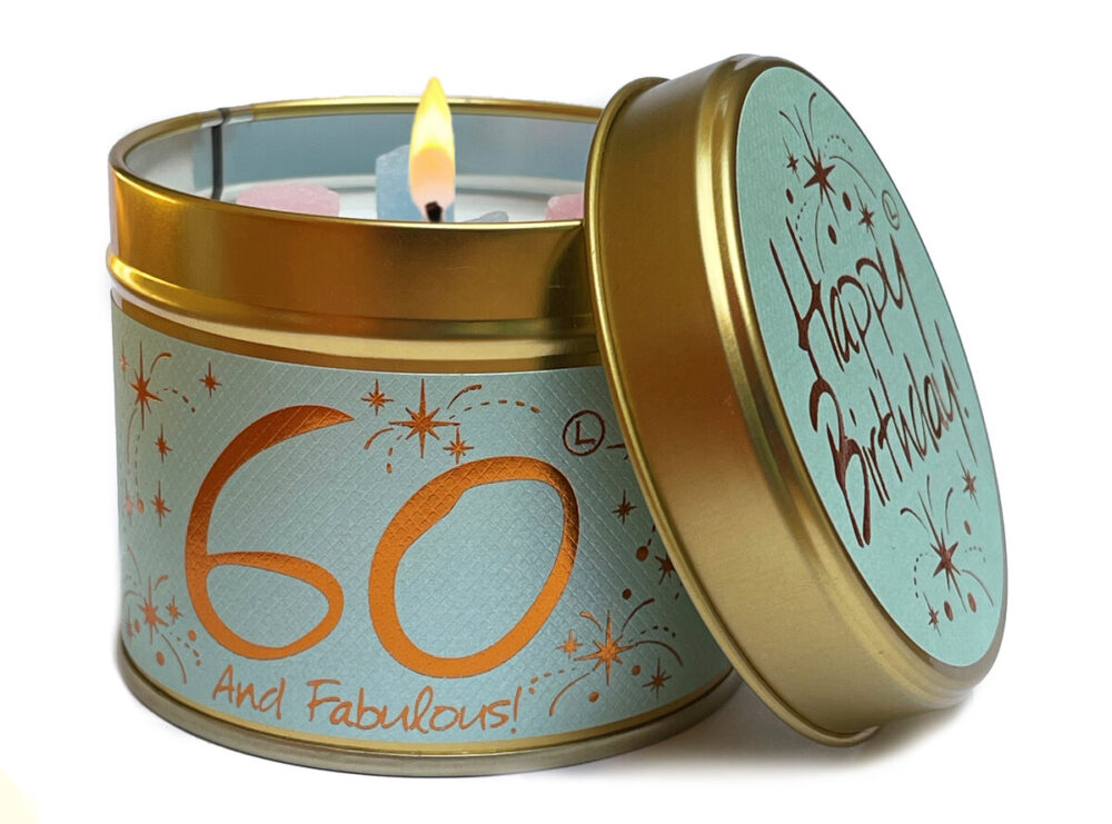 Lily-Flame Happy Birthday 60th Scented Candle Tin