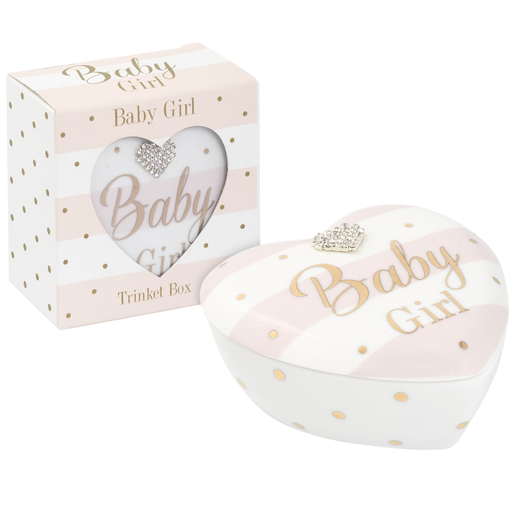 Mad Dots Baby Girl Ceramic Heart Shaped Keepsake Box