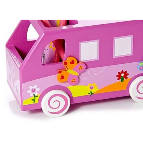 Mousehouse Pink Camper Van Money Box and Pencil Holder Gift - Image 4