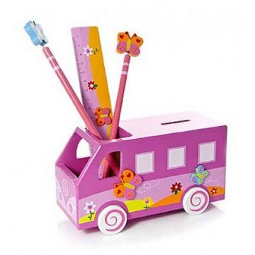 Mousehouse Pink Camper Van Money Box and Pencil Holder Gift - Image 3