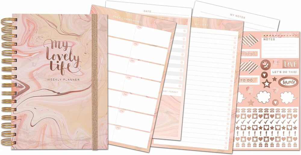 'My Lovely Life' Rose Gold Marble Weekly Planner Personal Organiser - Rachel Ellen Designs - Image 2