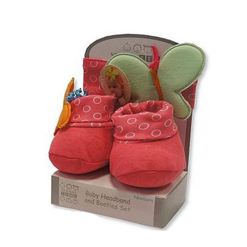 Nursery Time Newborn Baby Girl Headband and Booties Gift Set - Image 4
