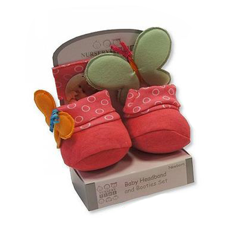 Nursery Time Newborn Baby Girl Headband and Booties Gift Set - Image 2