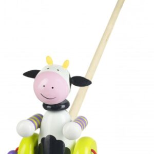 Cow Push Along Wooden Toy - Orange Tree Toys