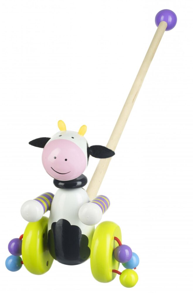 Cow Push Along Wooden Toy - Orange Tree Toys