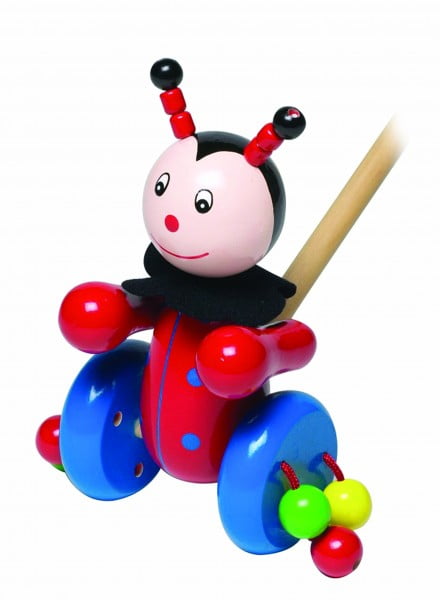 Ladybird Push Along Wooden Toy - Orange Tree Toys