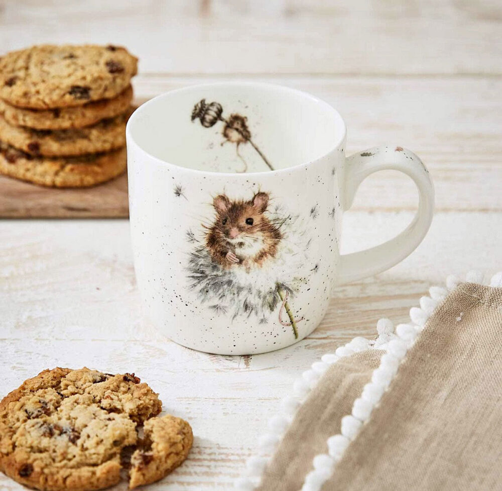 'Country Mice' Mouse and Dandelion China Mug - Wrendale Designs - Image 3
