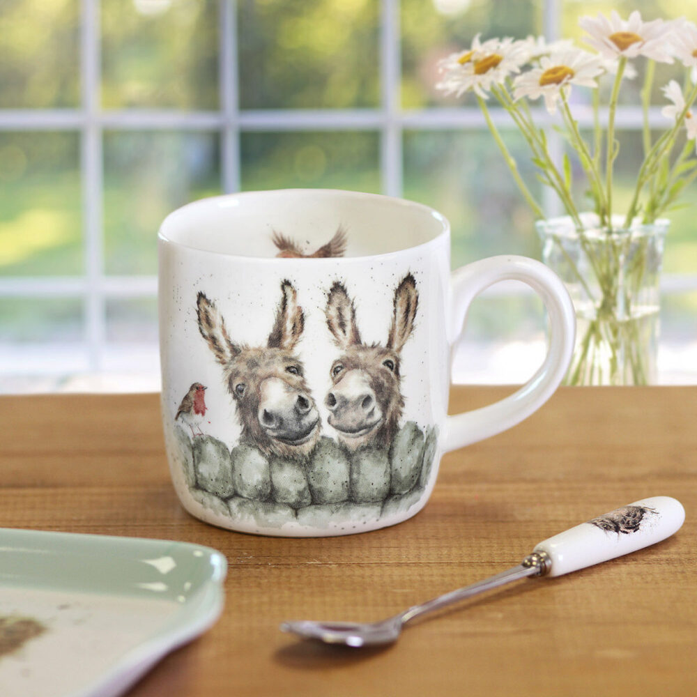 'Hee Haw' Donkey and Robin China Mug - Wrendale Designs - Image 2