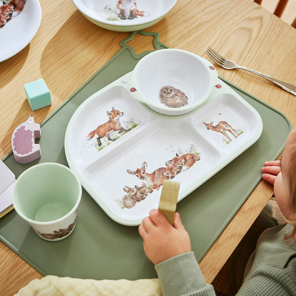 Wrendale Little Wren Baby Collection - Woodland Melamine Divided Plate & Bowl Set - Wrendale Designs - Image 5