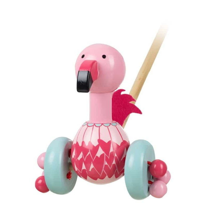 Flamingo Push Along Wooden Toy - Orange Tree Toys