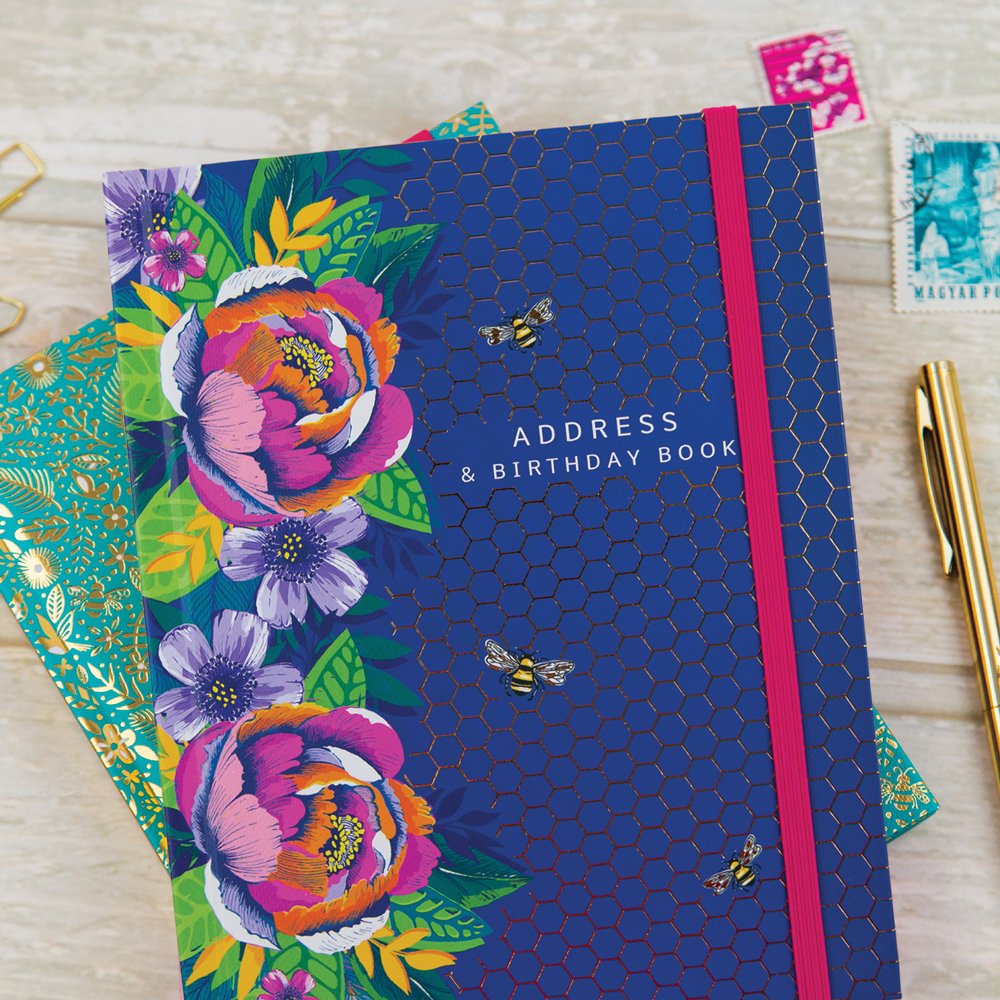 Navy Floral Bees Address and Birthday Book - Rachel Ellen Designs - Image 4