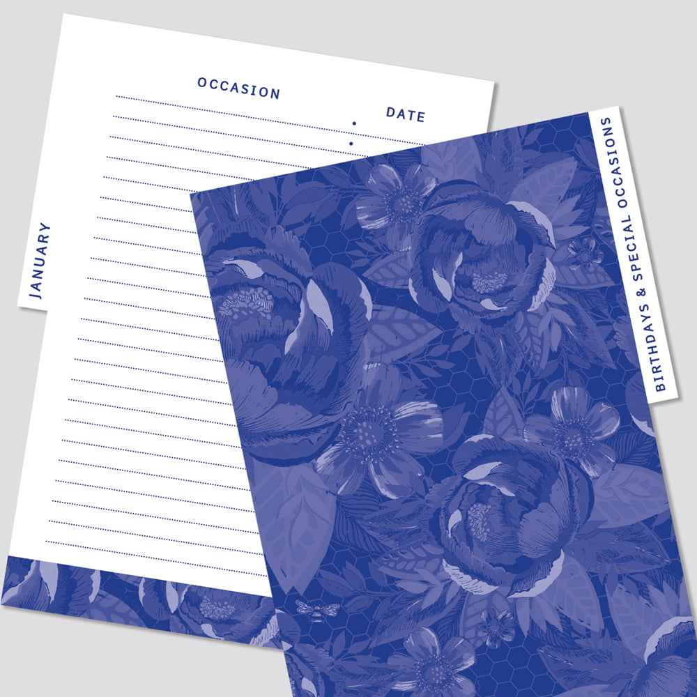 Navy Floral Bees Address and Birthday Book - Rachel Ellen Designs - Image 2