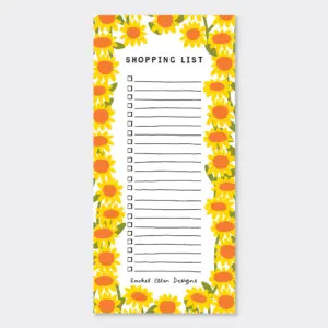 Yellow Sunflowers Shopping List Pad - Rachel Ellen Designs
