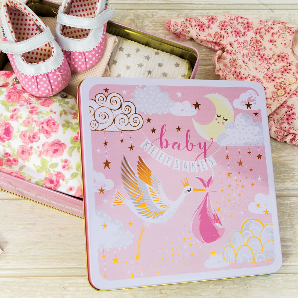 Large Pink Keepsakes Tin - Baby Girl Keepsakes - Rachel Ellen Designs - Image 3