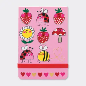 Bugs and Strawberries A7 Mini Notepad - Rachel Ellen Designs