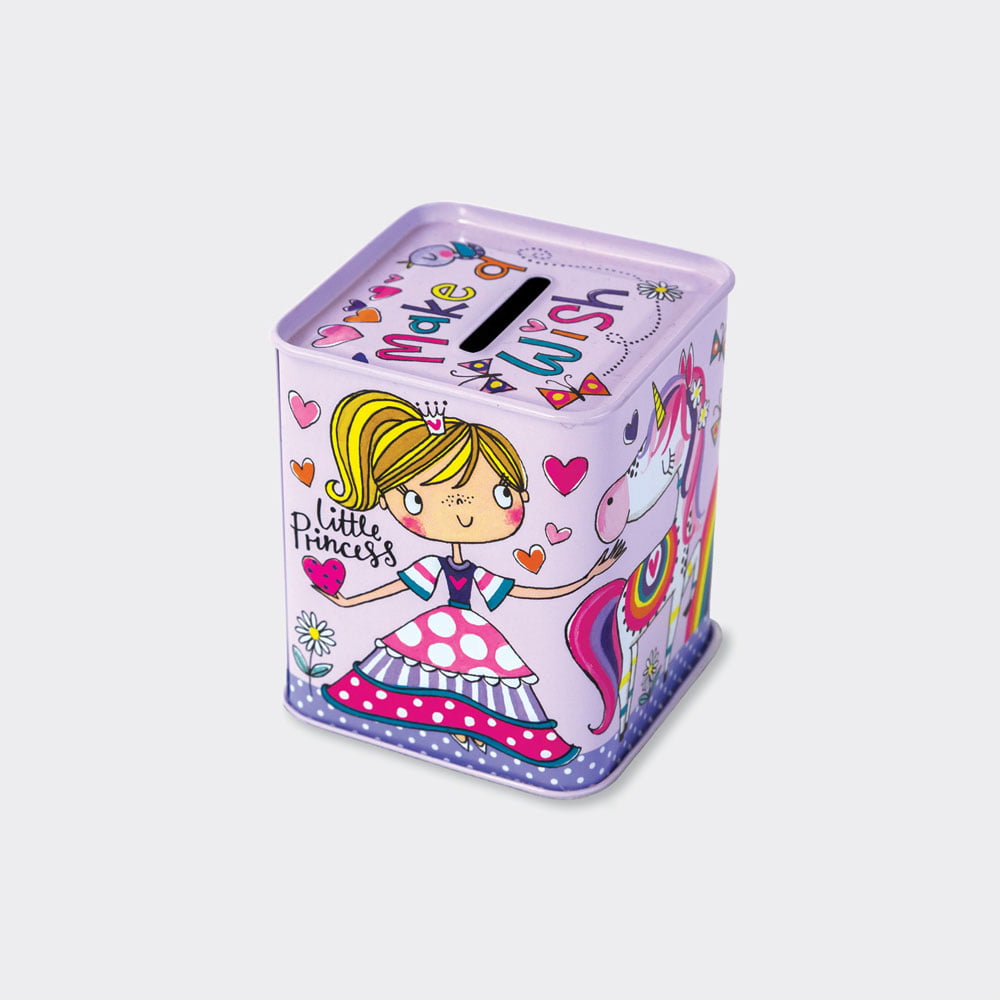 'Make a Wish Little Princess' Unicorn Money Box Tin - Rachel Ellen Designs - Image 2