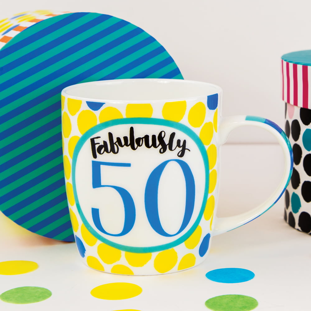 'Fabulously 50' 50th Birthday China Mug - Rachel Ellen Designs - Image 2