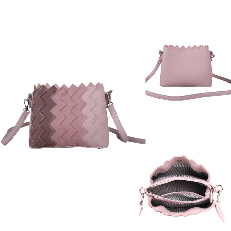 Red Cuckoo - 649 - Pink Cross Body Bag With Vertical Zig Zag Gradient Effect - Image 2