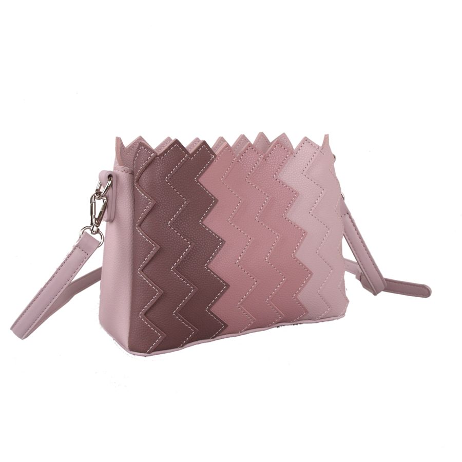 Red Cuckoo - 649 - Pink Cross Body Bag With Vertical Zig Zag Gradient Effect