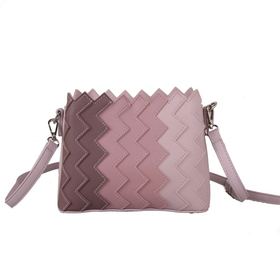 Red Cuckoo - 649 - Pink Cross Body Bag With Vertical Zig Zag Gradient Effect - Image 5