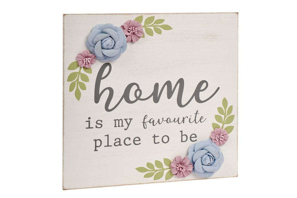 Grey Floral Home Plaque