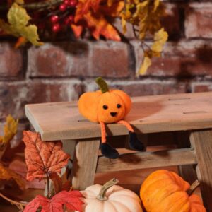 Spooktacular Shelf Sitting Pumpkin Polyester Fabric Decoration 7cm