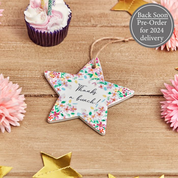 Thanks a Bunch Ceramic Hanging Star with Floral Design - Langs