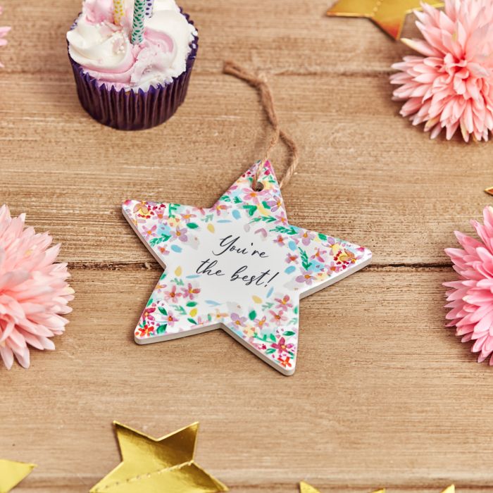 You're The Best Ceramic Hanging Star with Floral Design - Langs
