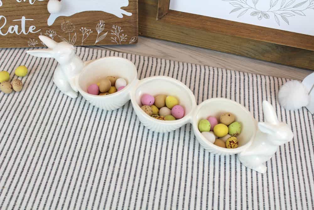 Ceramic Bunny Triple Snack Bowl - Langs - Image 2