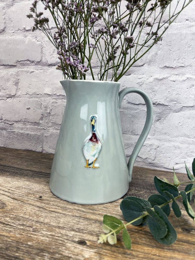 Stoneware Embossed Duck Jug