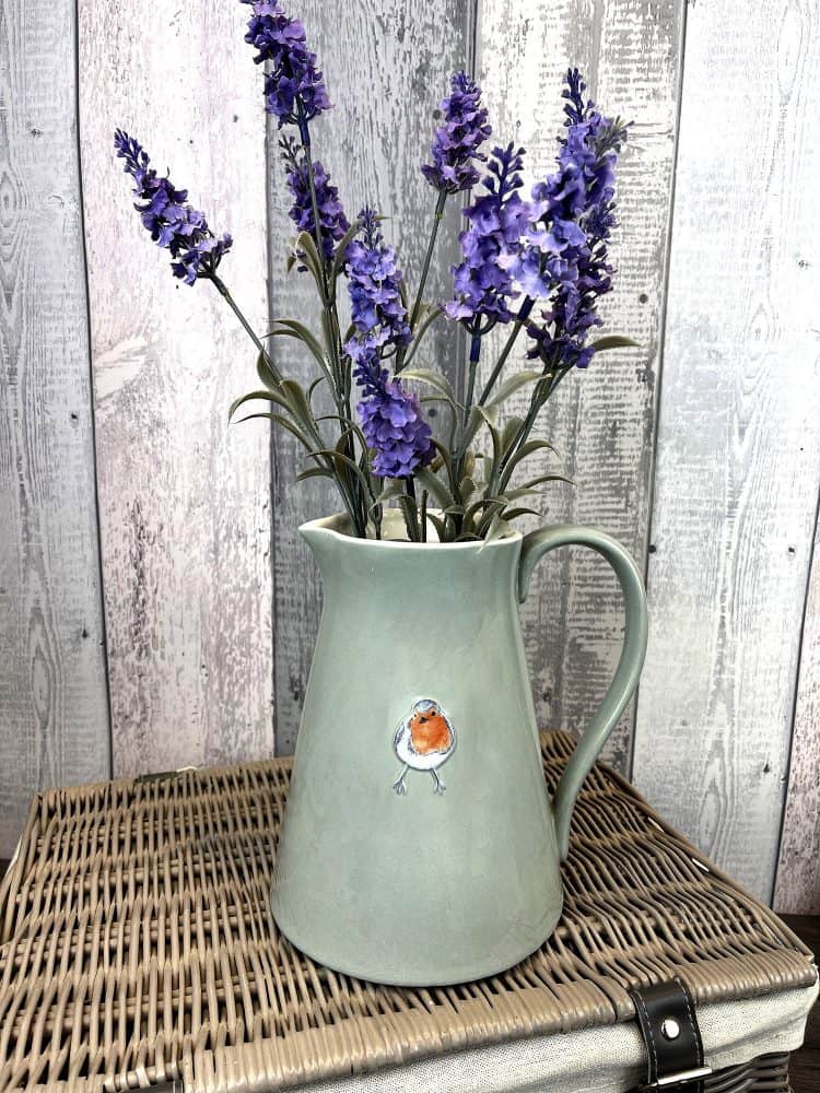 Stoneware Embossed Robin Jug