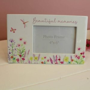 Beautiful Memories Floral Butterfly and Dragonfly Ceramic Photo Frame 6x4'' - Langs