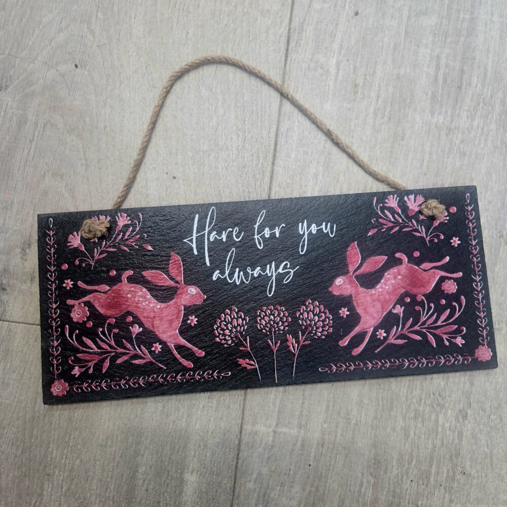 'Hare For You Always' Woodland Folklore Slate Hanging Plaque - Langs