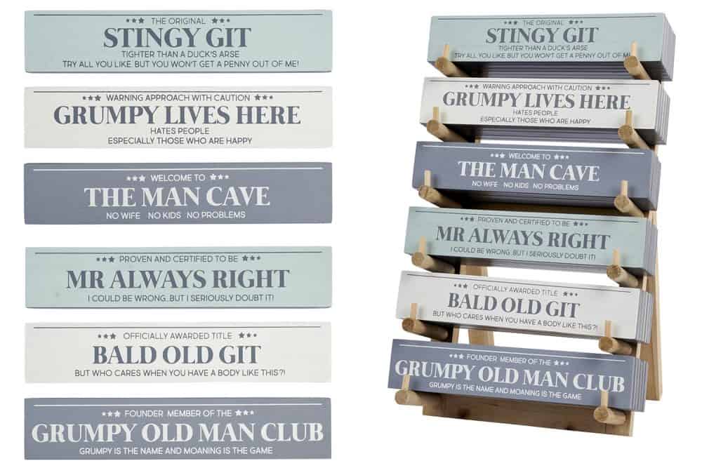 'Bald Old Git' Standing Block Sign - Langs - Image 2