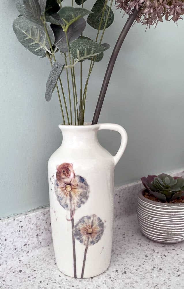 Harvest Mouse and Dandelion Ceramic Vase - Langs