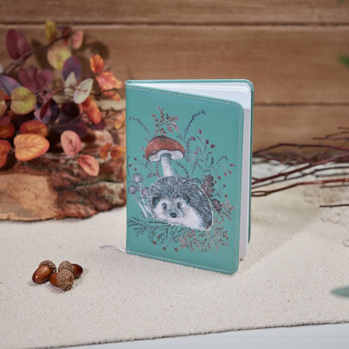Rustic Woodland Hedgehog and Toadstool PU A5 Notebook - Langs