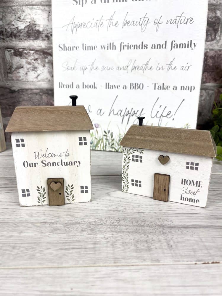 Welcome To Our Sanctuary Wooden House Block Ornament - Langs - Image 2