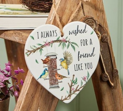 I Always Wished For a Friend Like You Ceramic Hanging Heart with Birds Design - Langs