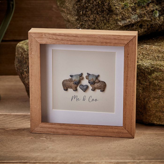 Pebble Heart Highland Cow 'Me and Coo' Framed Picture - Langs