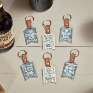 Faux Leather Humorous Men's Pennant Keyring