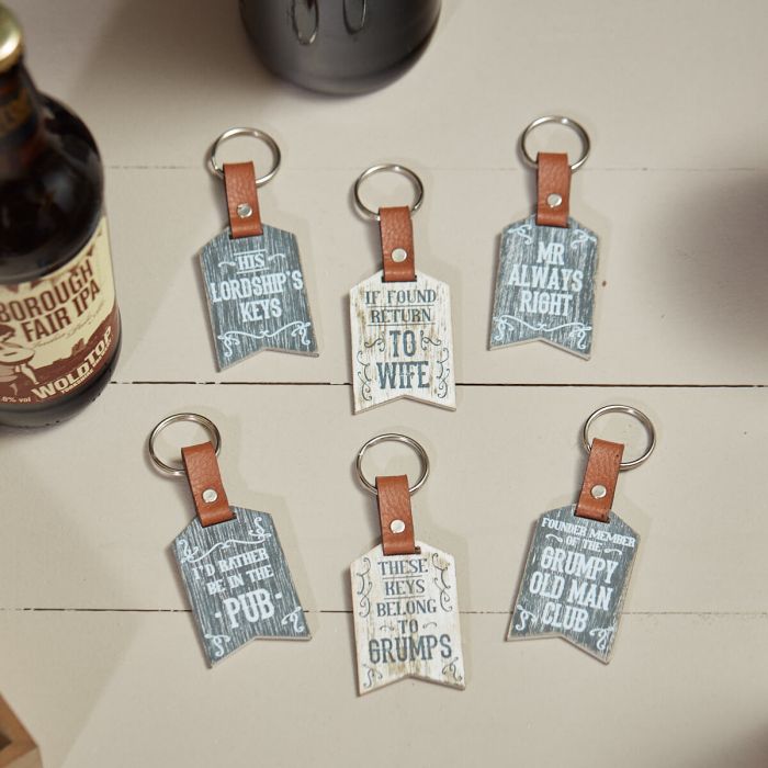 Faux Leather Humorous Men's Pennant Keyring