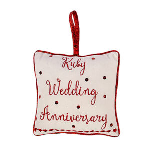 Ruby Wedding Anniversary Cushion Hanger, 18x18cm